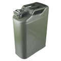 Green metal jerrycan on a white background