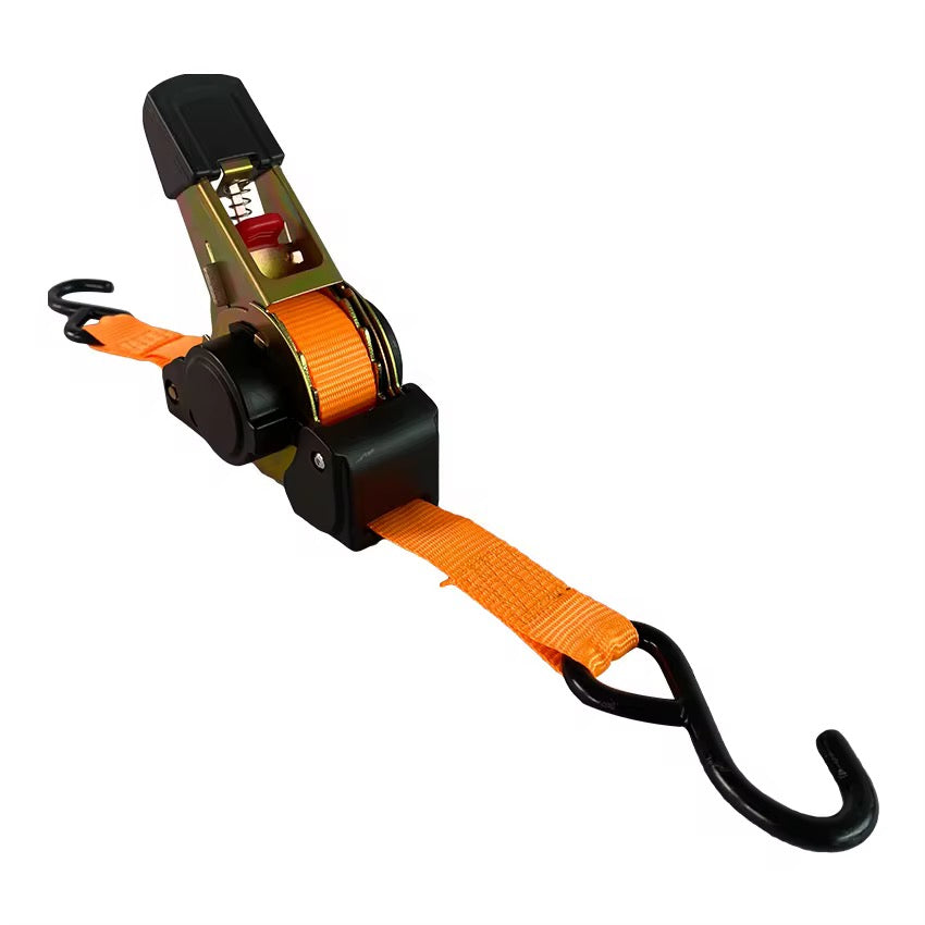 Orange and black 4WD ratchet strap on a white background