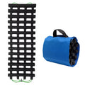 Rubber recovery mat with blue bag on a white background