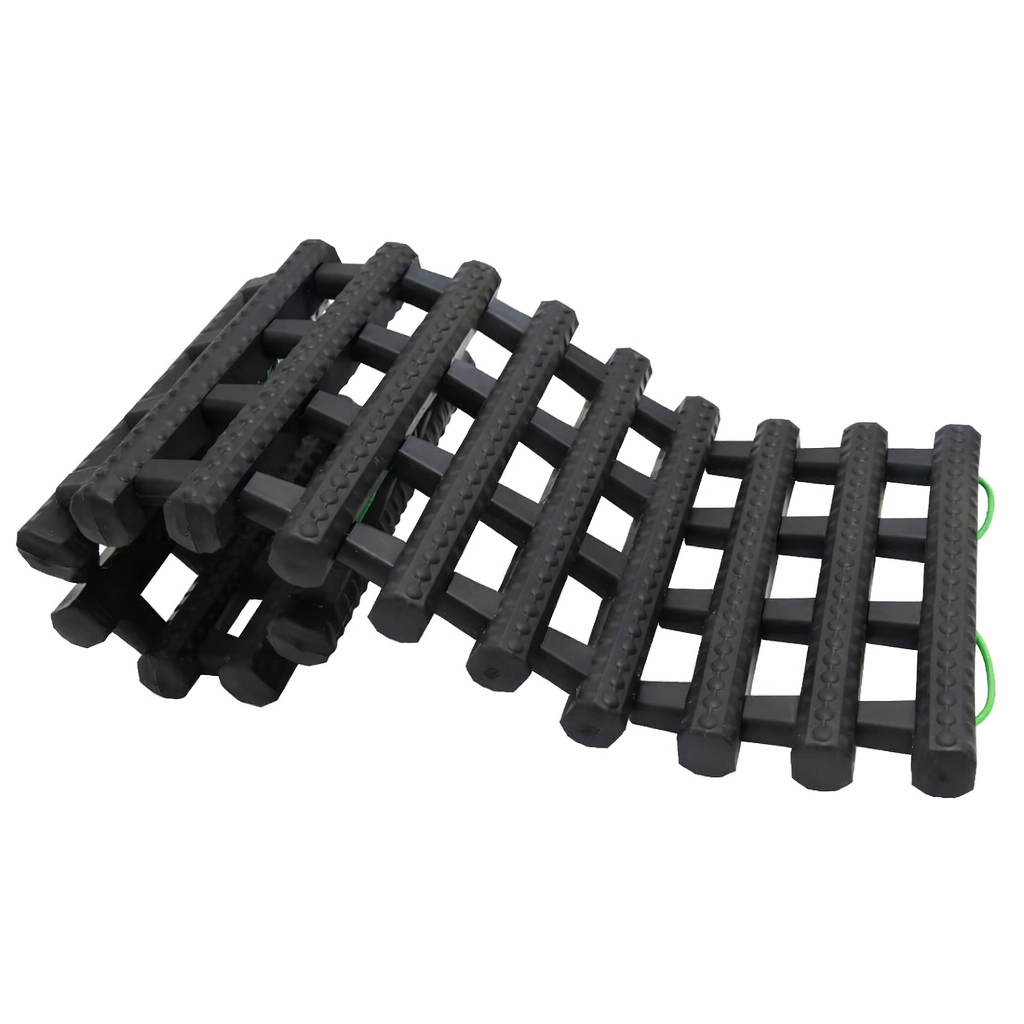 Rubber recovery mat rolled up on a white background